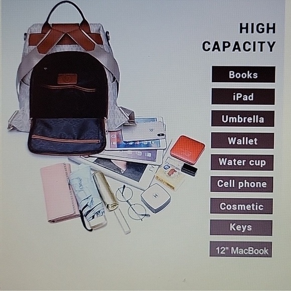 MKP COLLECTION backpack purse multi pocket anti theft 2 piece set black …NEW